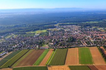 Vue aérienne de Vue de la ville depuis le nord au château d'eau à Kandel dans le département Rhénanie-Palatinat, Allemagne