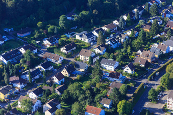Vue aérienne de Hangstraße x Siebenmannstr à le quartier Wolfartsweier in Karlsruhe dans le département Bade-Wurtemberg, Allemagne