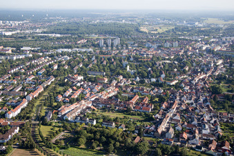Photographie aérienne de Plaine inondable à le quartier Durlach in Karlsruhe dans le département Bade-Wurtemberg, Allemagne