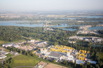 Vue aérienne de Xella Allemagne à le quartier Freistett in Rheinau dans le département Bade-Wurtemberg, Allemagne