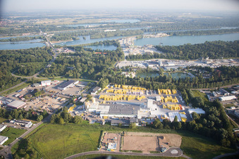 Vue oblique de Xella Allemagne à le quartier Freistett in Rheinau dans le département Bade-Wurtemberg, Allemagne
