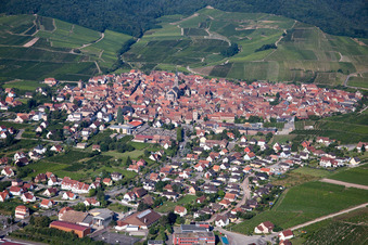 Vue aérienne de Vue sur le village à Dalhunden dans le département Bas Rhin, France