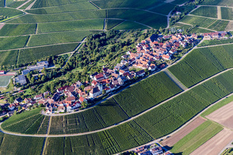 Vue aérienne de Village viticole sur vignoble à Hohenhaslach à le quartier Hohenhaslach in Sachsenheim dans le département Bade-Wurtemberg, Allemagne