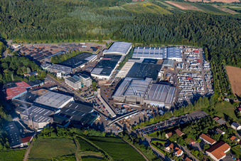 Vue aérienne de Locaux d'usine de Gerüstbau Layher GmbH dans le quartier Frauenzimmern à le quartier Eibensbach in Güglingen dans le département Bade-Wurtemberg, Allemagne