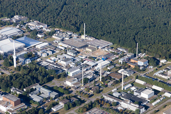 Vue oblique de KIT Nord à le quartier Leopoldshafen in Eggenstein-Leopoldshafen dans le département Bade-Wurtemberg, Allemagne