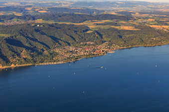 Vue aérienne de Vue de la ville sur la rive du lac d'Überlingen depuis le sud-ouest à Sipplingen dans le département Bade-Wurtemberg, Allemagne