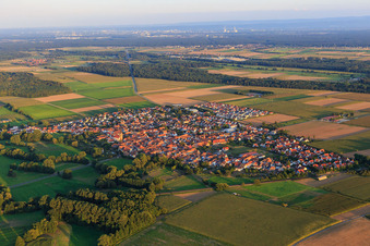 Vue aérienne de Vue du village depuis le nord-ouest à Steinweiler dans le département Rhénanie-Palatinat, Allemagne