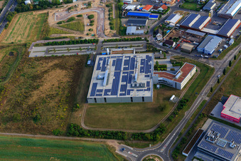 Vue aérienne de Zone industrielle dans la vallée de Spire avec DBK David + Baader GmbH à Rülzheim dans le département Rhénanie-Palatinat, Allemagne