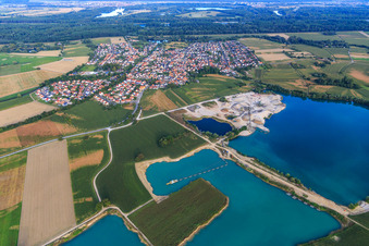 Vue aérienne de Pfadt GmbH Usine de gravier - Matériaux de construction à Leimersheim dans le département Rhénanie-Palatinat, Allemagne