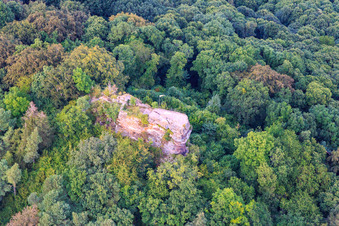 Vue d'oiseau de Ruines du château de Neukastel à Leinsweiler dans le département Rhénanie-Palatinat, Allemagne