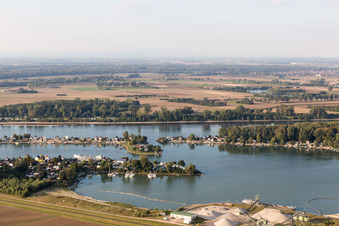 Vue oblique de Quartier résidentiel Eicher See à Hamm am Rhein à Eich dans le département Rhénanie-Palatinat, Allemagne