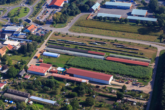 Halles agricoles à Ettenbaum à Kandel dans le département Rhénanie-Palatinat, Allemagne d'un drone