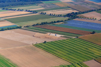 Vue aérienne de Fondation d'éolienne sur un chantier de construction à Hatzenbühl dans le département Rhénanie-Palatinat, Allemagne