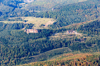 Vue aérienne de Ruines du château de Fleckenstein à Lembach dans le département Bas Rhin, France