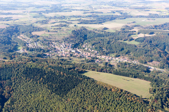 Vue oblique de Bitche dans le département Moselle, France