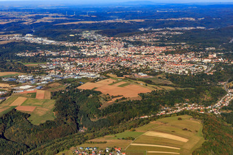 Vue aérienne de Vue d'ensemble de la ville depuis le sud à Pirmasens dans le département Rhénanie-Palatinat, Allemagne