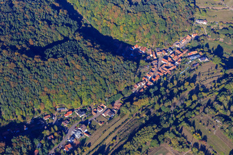 Photographie aérienne de Vue du village dans la forêt du Palatinat à Oberschlettenbach dans le département Rhénanie-Palatinat, Allemagne