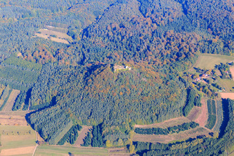Vue aérienne de Ruines du château de Lindelbrunn à Vorderweidenthal dans le département Rhénanie-Palatinat, Allemagne