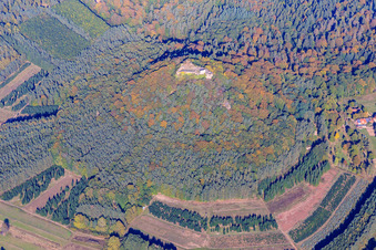 Photographie aérienne de Ruines du château de Lindelbrunn à Vorderweidenthal dans le département Rhénanie-Palatinat, Allemagne