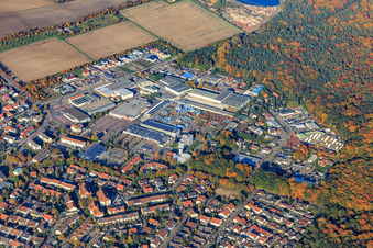 Vue aérienne de Zone industrielle Im Lettenhorst avec KSI - Klaus Stahl Industrielackierungen GmbH, Kaufland Schifferstadt à Schifferstadt dans le département Rhénanie-Palatinat, Allemagne