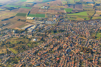 Vue aérienne de Vue d'ensemble de la ville depuis le sud-ouest à Schifferstadt dans le département Rhénanie-Palatinat, Allemagne