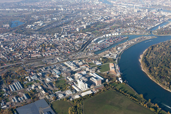Vue aérienne de Kaiserwörthhafen à le quartier Mundenheim in Ludwigshafen am Rhein dans le département Rhénanie-Palatinat, Allemagne