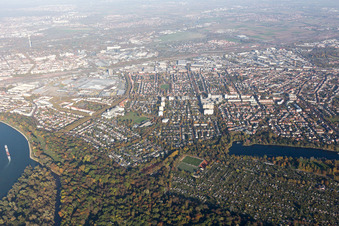 Vue aérienne de Employé Lindenhof à le quartier Lindenhof in Mannheim dans le département Bade-Wurtemberg, Allemagne