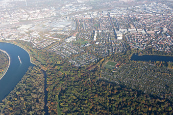 Vue aérienne de Employé Lindenhof à le quartier Lindenhof in Mannheim dans le département Bade-Wurtemberg, Allemagne