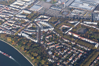 Vue oblique de Quartier Lindenhof in Mannheim dans le département Bade-Wurtemberg, Allemagne