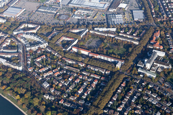 Vue aérienne de Pfalzplatz, Hôpital des Diaconesses à le quartier Lindenhof in Mannheim dans le département Bade-Wurtemberg, Allemagne