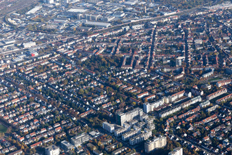 Vue aérienne de Quartier Almenhof in Mannheim dans le département Bade-Wurtemberg, Allemagne