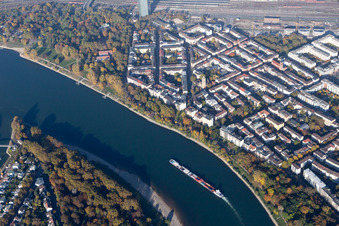 Photographie aérienne de Stephanienufer à le quartier Lindenhof in Mannheim dans le département Bade-Wurtemberg, Allemagne