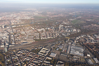 Quartier Lindenhof in Mannheim dans le département Bade-Wurtemberg, Allemagne d'en haut