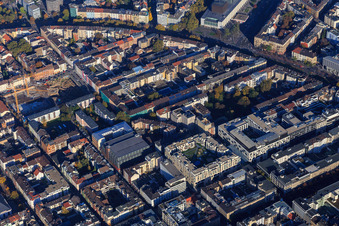 Vue aérienne de Ville carrée dans le fer à cheval de l'anneau avec Q 6 Q 7 Mannheim - Le Quartier à le quartier Innenstadt in Mannheim dans le département Bade-Wurtemberg, Allemagne