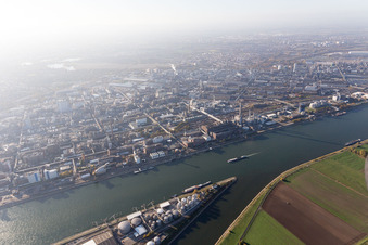 Quartier BASF in Ludwigshafen am Rhein dans le département Rhénanie-Palatinat, Allemagne du point de vue du drone