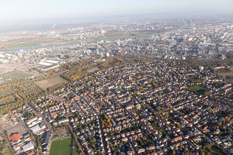 Vue aérienne de Quartier Oppau in Ludwigshafen am Rhein dans le département Rhénanie-Palatinat, Allemagne