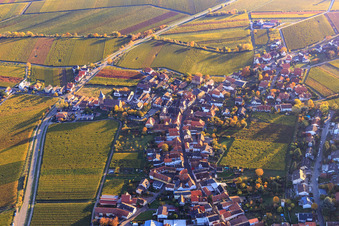 Vue aérienne de Rue principale à Burrweiler dans le département Rhénanie-Palatinat, Allemagne