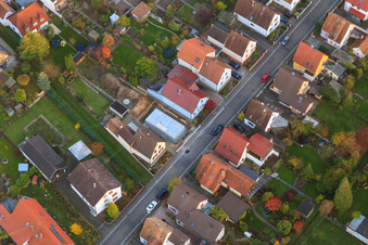 Vue aérienne de Fondation pour une nouvelle maison unifamiliale à Waldstr. à Kandel dans le département Rhénanie-Palatinat, Allemagne