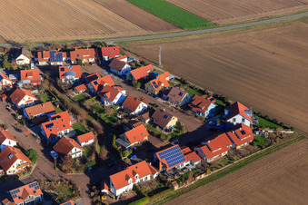 Vue aérienne de Nouvelle zone de développement Im Bannholz à le quartier Hayna in Herxheim bei Landau dans le département Rhénanie-Palatinat, Allemagne