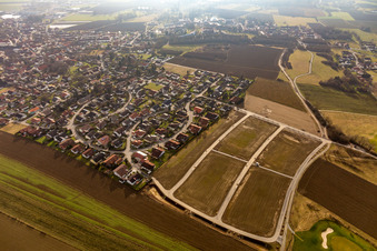 Vue aérienne de Nouvelle zone de développement à le quartier Aunham in Bad Birnbach dans le département Bavière, Allemagne