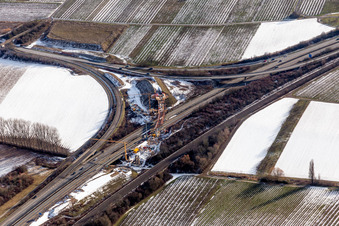 Vue aérienne de Hiver enneigé à le quartier Dammheim in Landau in der Pfalz dans le département Rhénanie-Palatinat, Allemagne
