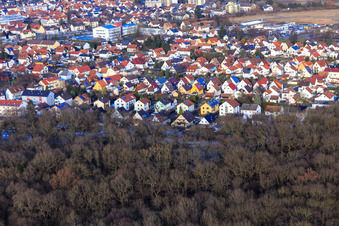 Vue aérienne de Vue du quartier résidentiel de Gartenstadt depuis le sud-ouest à Kandel dans le département Rhénanie-Palatinat, Allemagne