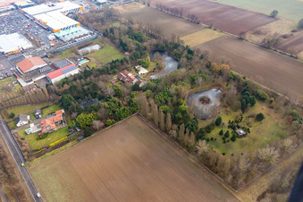 Vue aérienne de Biotope du Floßgraben à Bornheim dans le département Rhénanie-Palatinat, Allemagne