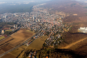 Quartier Jugenheim an der Bergstrasse in Seeheim-Jugenheim dans le département Hesse, Allemagne d'en haut