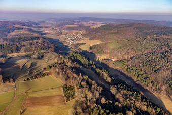 Vue aérienne de Du sud à le quartier Weschnitz in Fürth dans le département Hesse, Allemagne