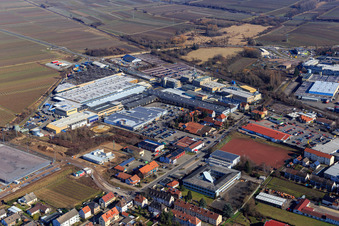 Vue aérienne de Zone industrielle Staatsstraße avec Tenneco GmbH vue de l'ouest à Maikammer dans le département Rhénanie-Palatinat, Allemagne