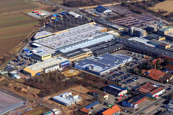 Vue aérienne de Zone industrielle Staatsstraße avec Tenneco GmbH vue de l'ouest à Maikammer dans le département Rhénanie-Palatinat, Allemagne