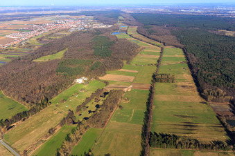 Vue aérienne de Les plaines d'Otterbach vues de l'ouest à Kandel dans le département Rhénanie-Palatinat, Allemagne