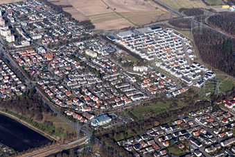 Vue oblique de Quartier Leopoldshafen in Eggenstein-Leopoldshafen dans le département Bade-Wurtemberg, Allemagne