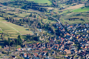 Vue aérienne de Château Obergrombach à le quartier Obergrombach in Bruchsal dans le département Bade-Wurtemberg, Allemagne